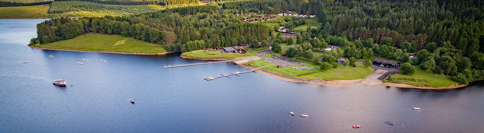 Aerial view of Kielder Waterside