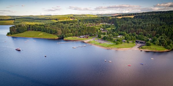 Aerial view of Kielder Waterside